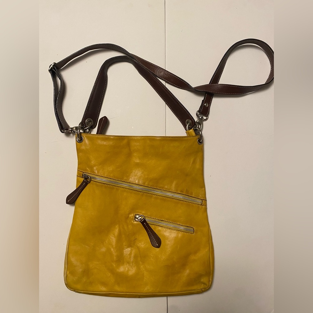 Cavalcanti Yellow Leather Crossbody Bag Purse